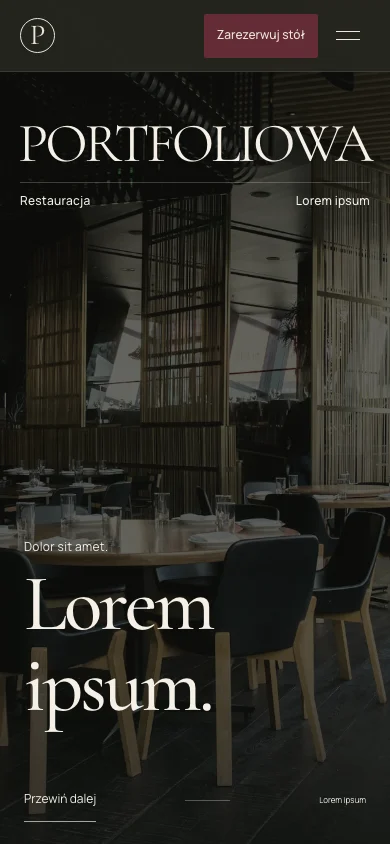 Strona restauracji na telefonie